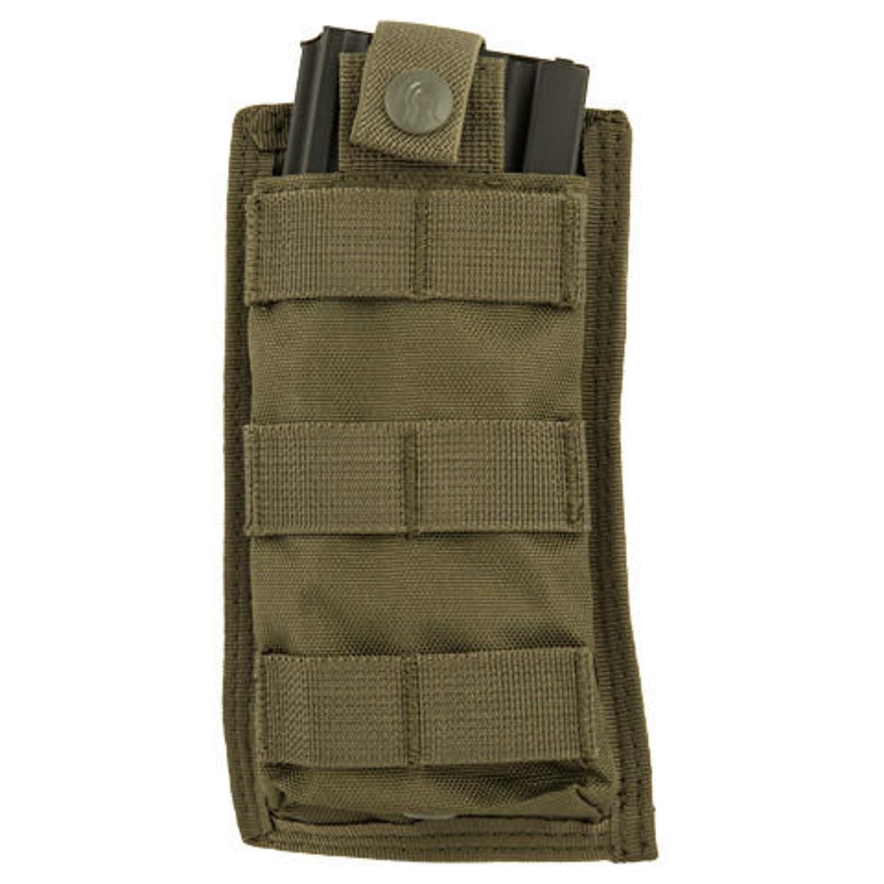 "Lancer Tactical 1000D Nylon Single MOLLE Pouch in OD (Olive Drab), designed to hold a single magazine, featuring durable 1000D nylon construction and MOLLE compatibility for secure attachment to tactical gear
