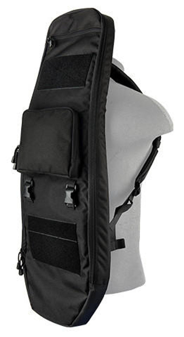Lancer Tactical 35" Backpack V.1 Padded Rifle Bag Black - Player Carrying Rifle Bag on his back