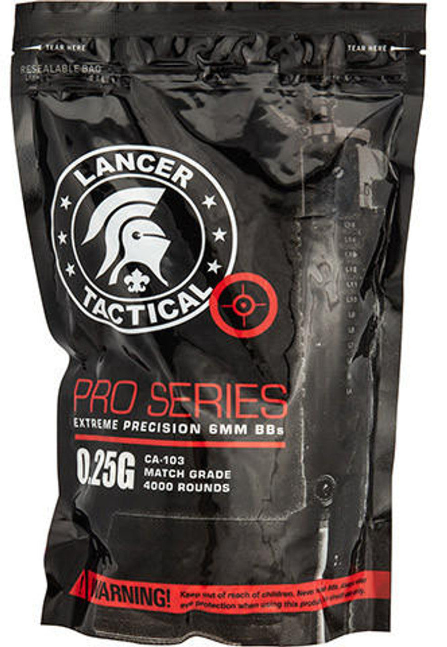 Lancer Tactical 0.25g white airsoft BBs in 4000 round bag