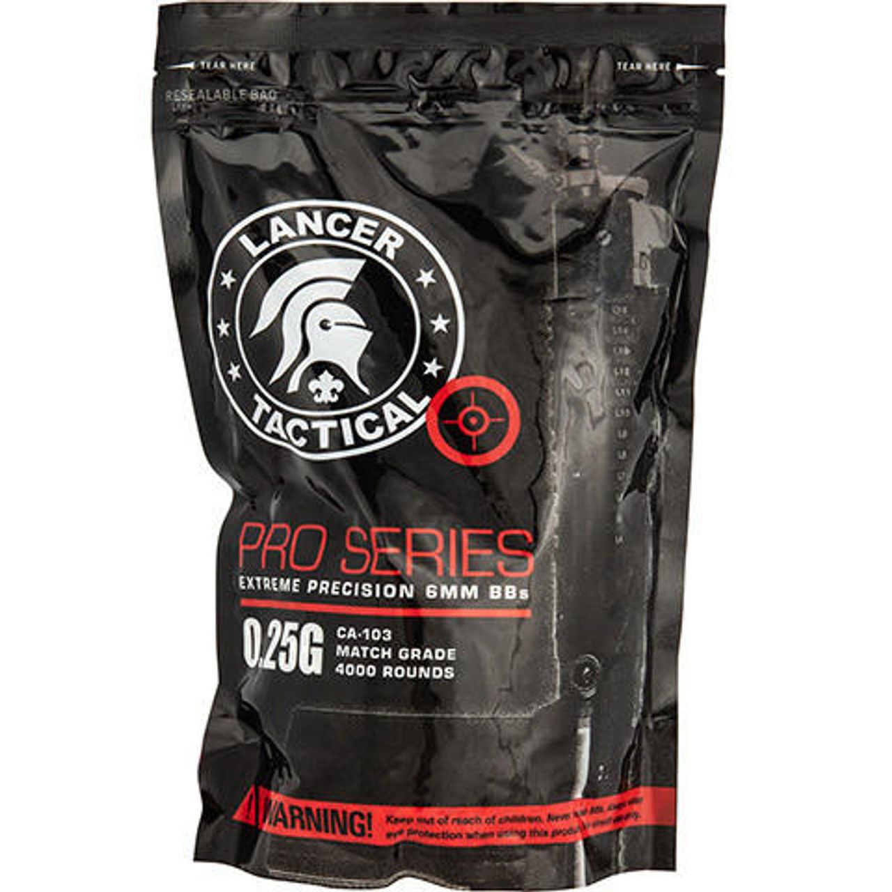 Lancer Tactical 0.25g white airsoft BBs in 4000 round bag