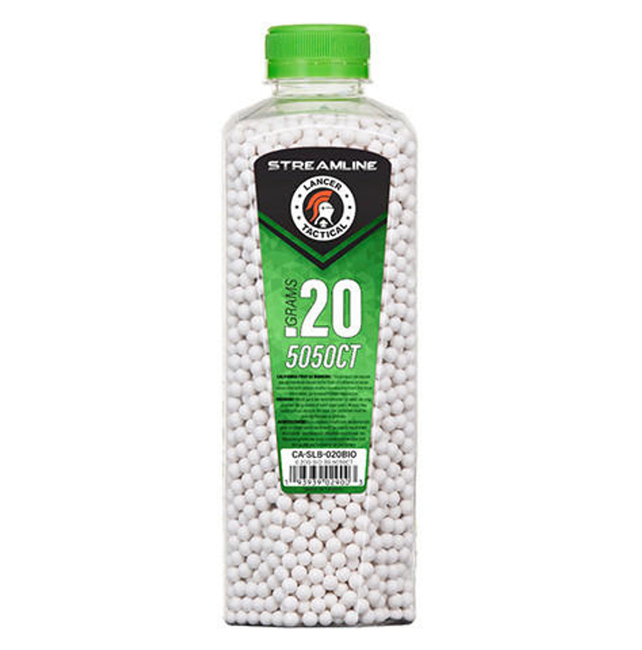 Lancer Tactical 0.20g White Biodegradable Airsoft BBs ā 5050 Round Bottle