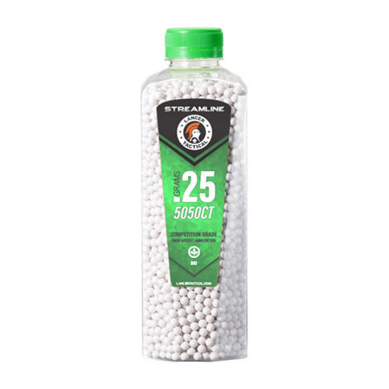 Lancer Tactical 0.25g White Biodegradable Airsoft BBs – 5050 Round Bottle