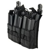 Lancer Tactical Adaptive Hook And Loop Triple Dual Mag Pouch, Black