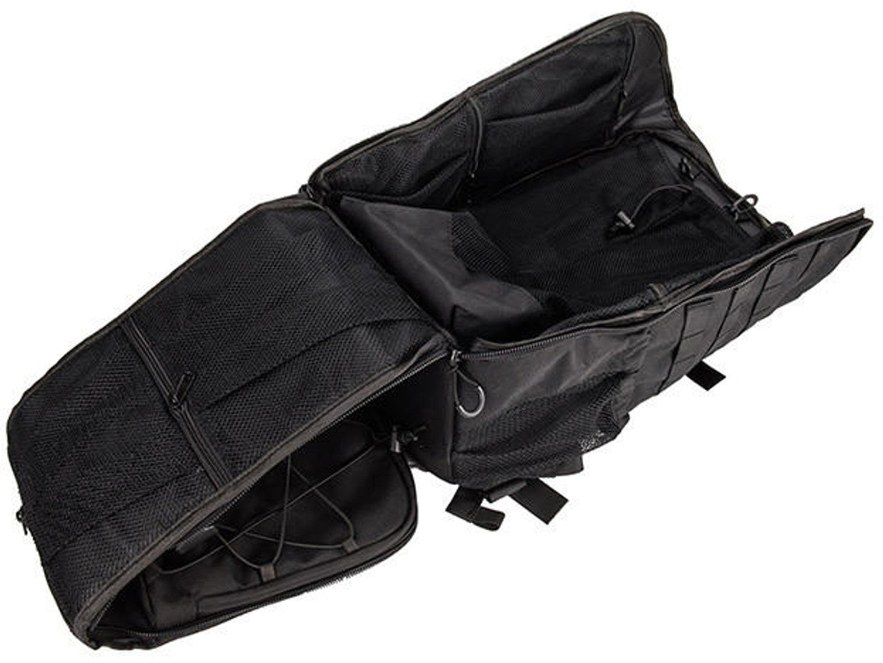 Lancer Tactical Assault Backpack Black - Main Compartment Open Showing Storage Space