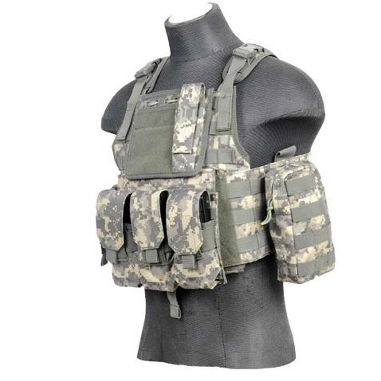 Lancer Tactical Assault Plate Carrier Vest in ACU Camo for airsoft and tactical use