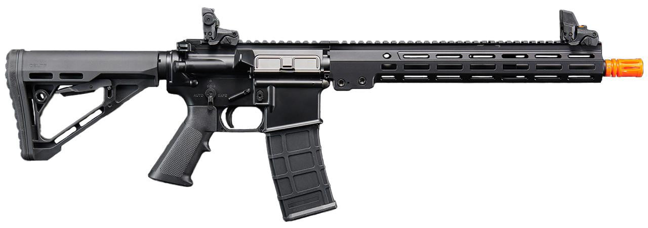 Side view of Lancer Tactical Block 3 GBB airsoft rifle showing Picatinny rail and adjustable stock