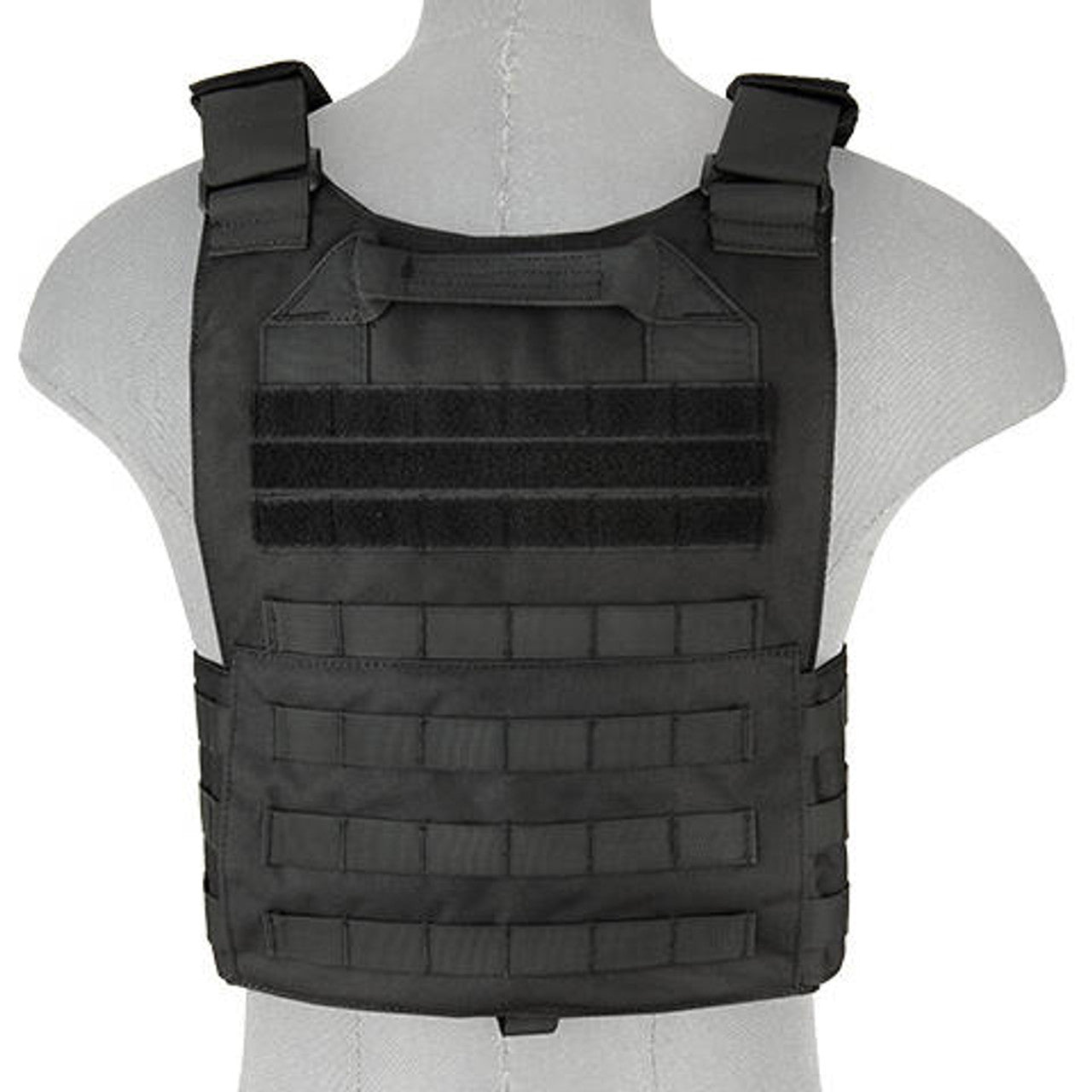 Lancer Tactical Black Airsoft Tactical Vest with MOLLE system - Back side view of the tactical Airsoft Vest