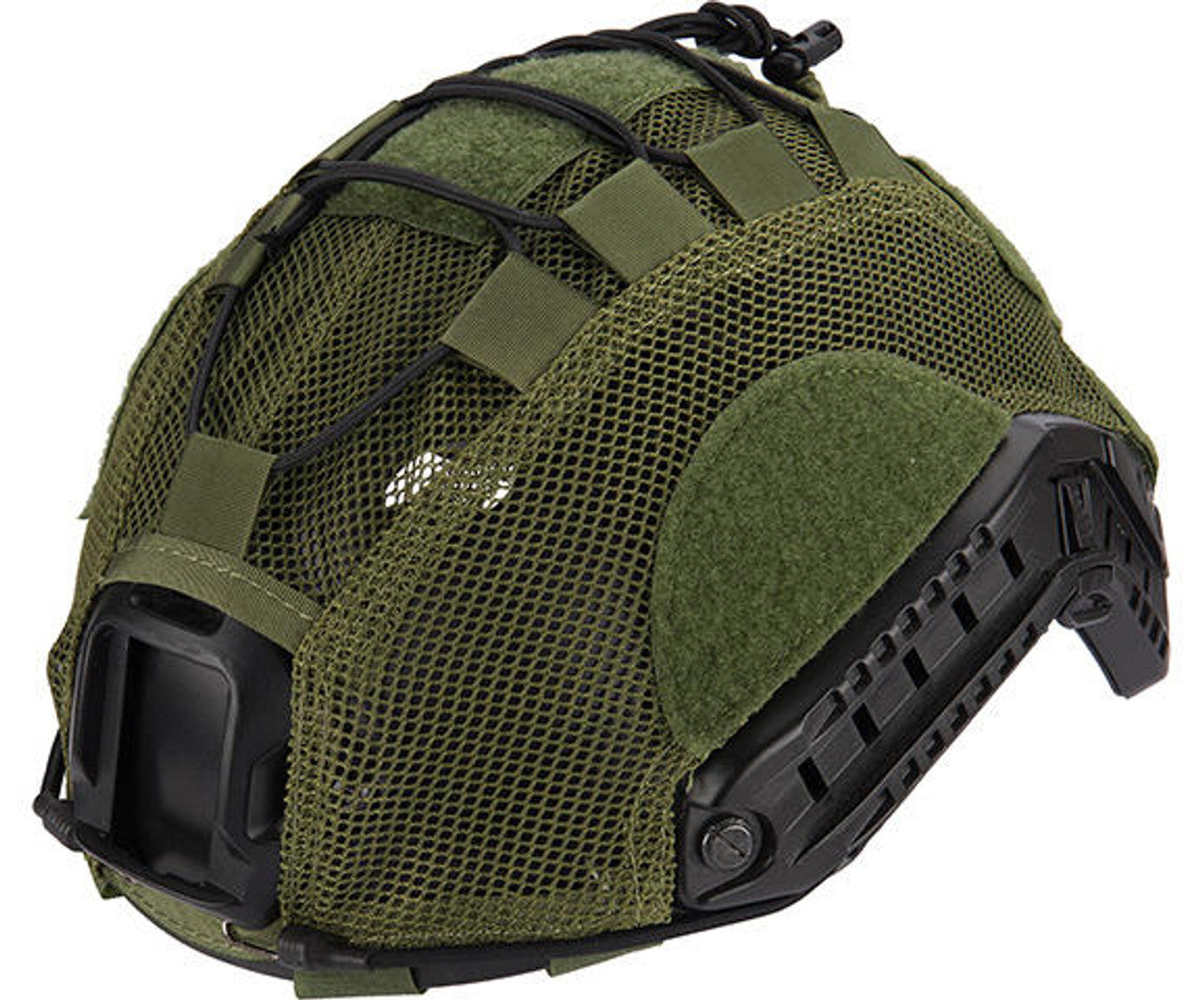 Lancer Tactical BUMP Helmet Cover in Medium, OD Green – Back view displaying the secure fit and additional coverage