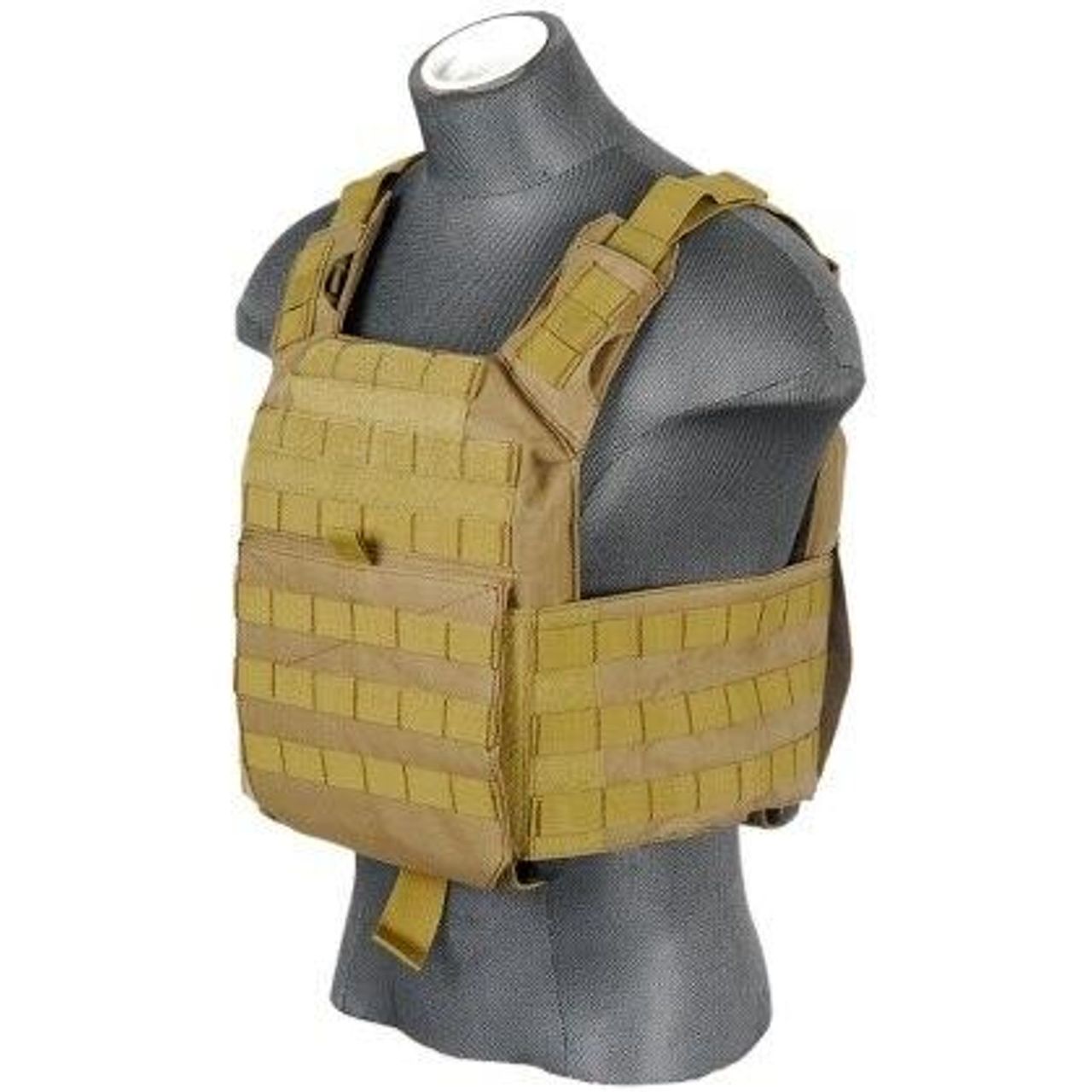 Lancer Tactical CA-313T Speed Attack Plate Carrier in Coyote Brown – Front and Side View