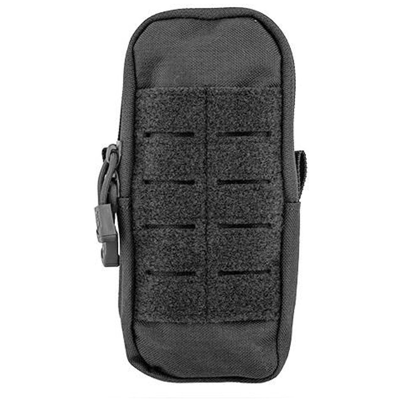 "Lancer Tactical Enclosed Magazine Pouch in Black, designed to hold most standard-sized magazines, featuring durable 1000D Nylon construction, enclosed design for protection, and MOLLE compatibility