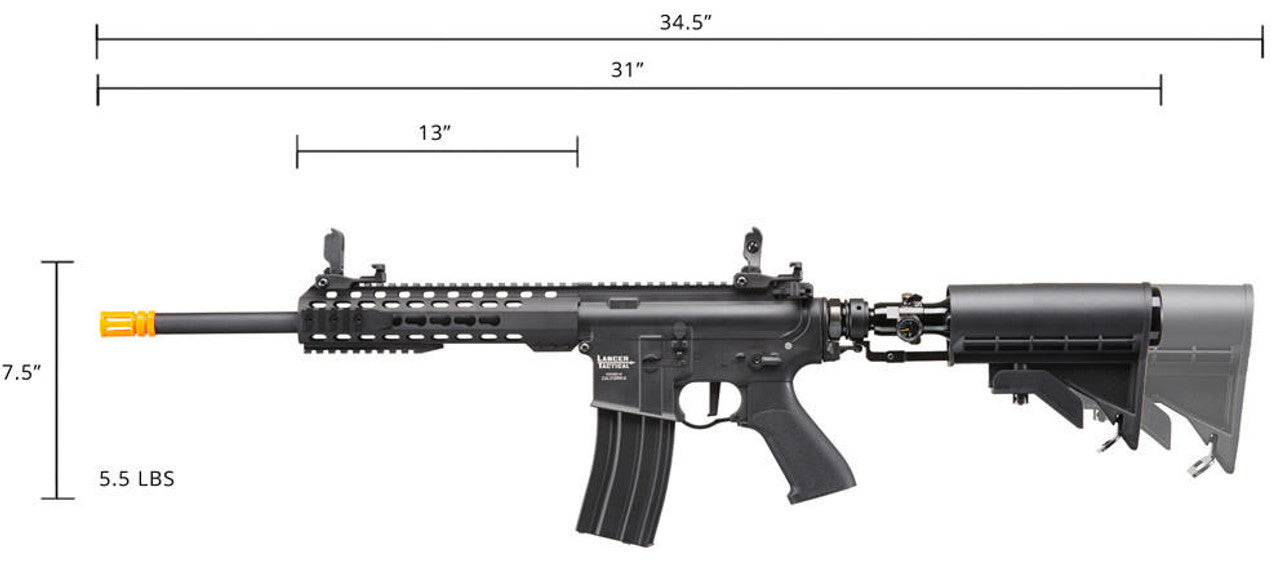 Lancer Tactical Full Metal Legion HPA KeyMod Semi Auto M4 Carbine Airsoft Rifle, Black