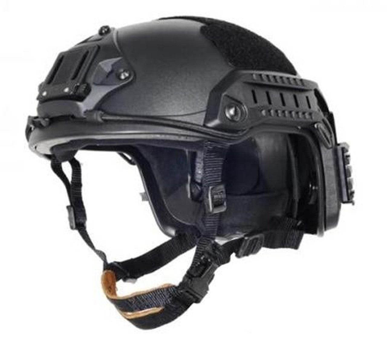 Front view of Lancer Tactical Maritime SpecOps Military Helmet with NVG Mount in Black, showcasing the tactical design and NVG mount, available at Gray Dragon Airsoft