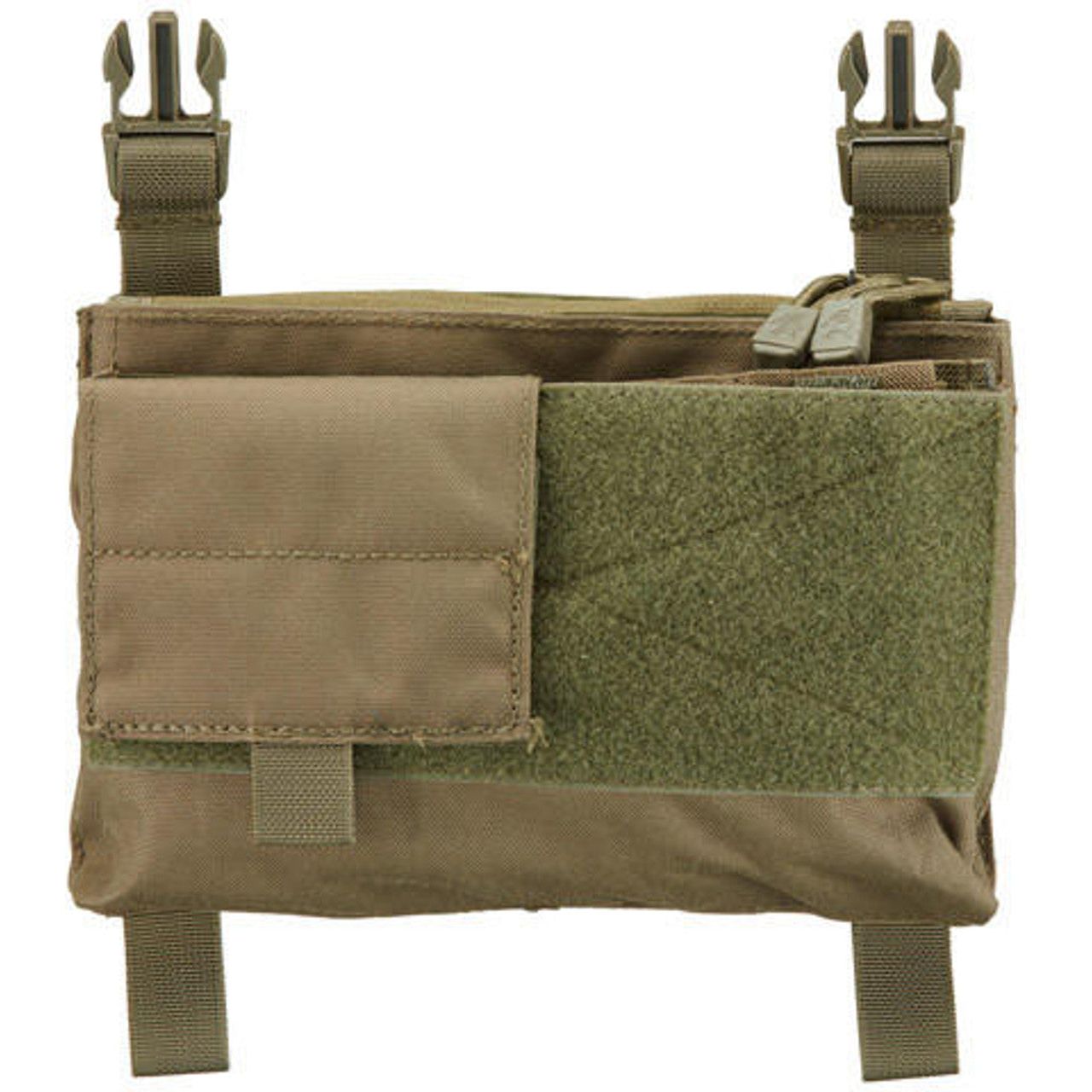 "Lancer Tactical MK4 Fight Chassis Buckle Up Pouch Panel in OD Green, made from heavy-duty nylon fabric with quick-release buckles and spacious interior pockets. MOLLE compatible for versatile attachment.