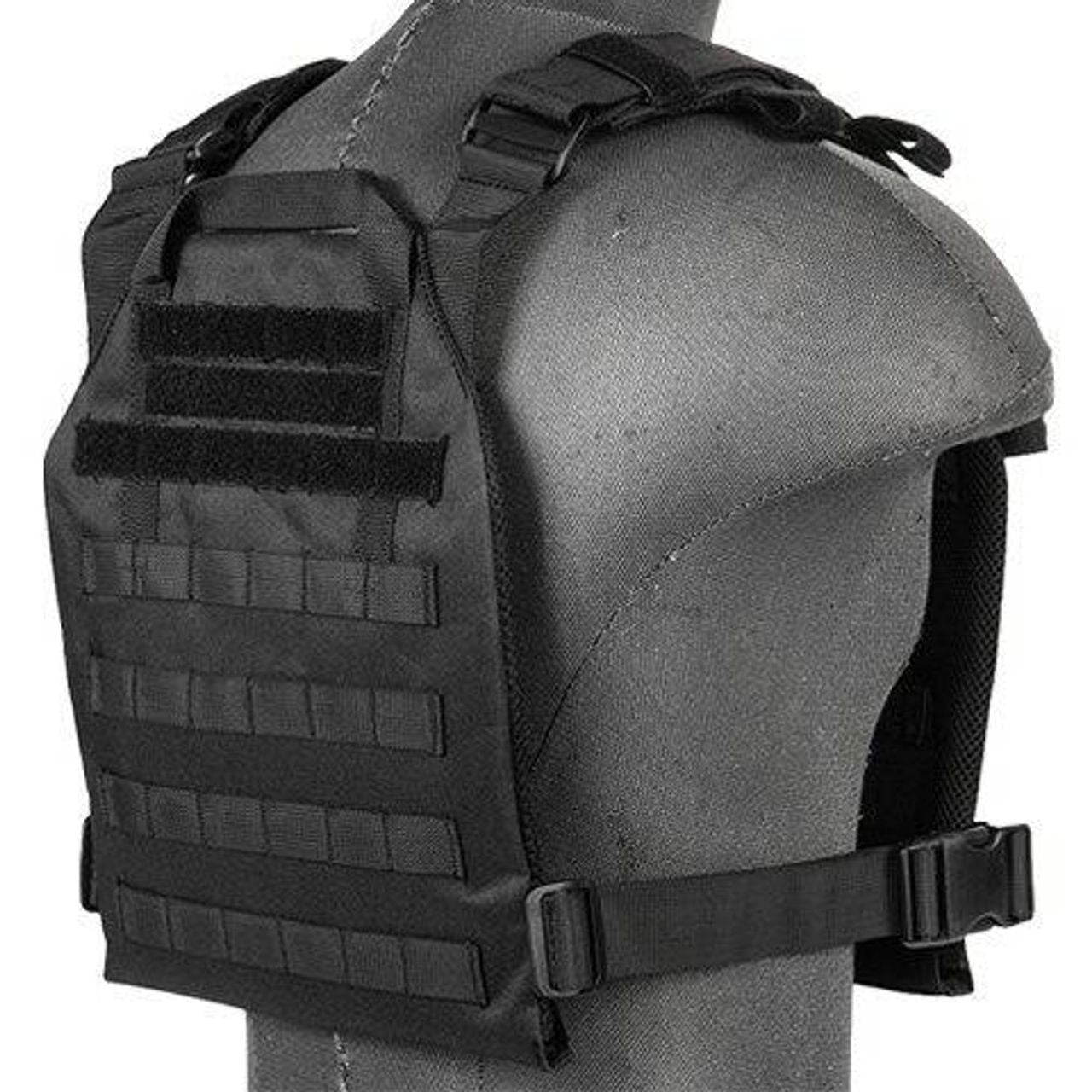 Lancer Tactical Nylon Lightweight Plate Carrier in Black - Right side view of the back