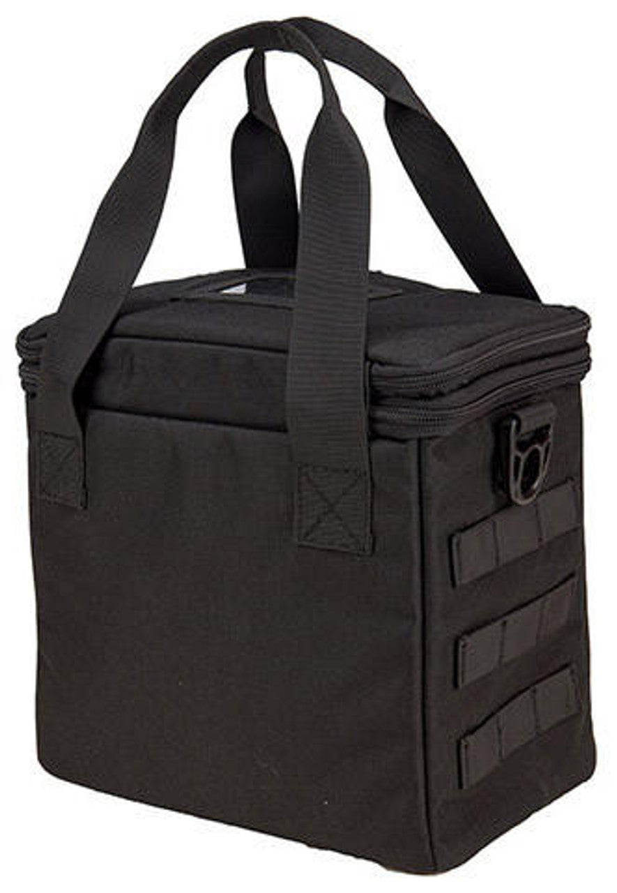 Lancer Tactical Nylon Pistol Range Bag Black - Front View with Reinforced Handles