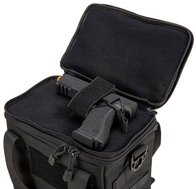 Lancer Tactical Nylon Pistol Range Bag Black - Reinforced Handles for Durability and Easy Carry