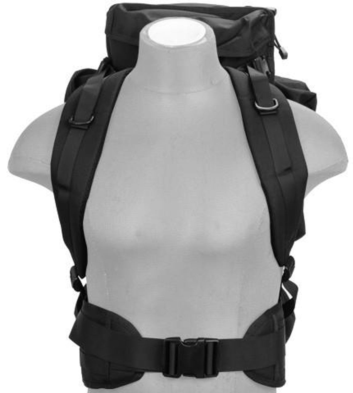 Lancer Tactical Nylon Rifle Backpack in black, featuring a durable design with multiple storage compartments and reinforced stitching