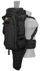 Rear view of the black Lancer Tactical rifle backpack, showcasing adjustable padded shoulder straps for comfortable carrying