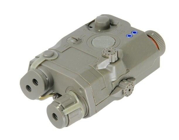 OD green PEQ-15 style airsoft battery box side profile