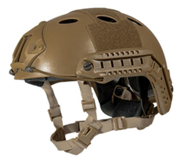Lancer Tactical "PJ" Type Helmet MED/LG Dark Earth Front View – Tactical Airsoft Helmet with Adjustable Fit