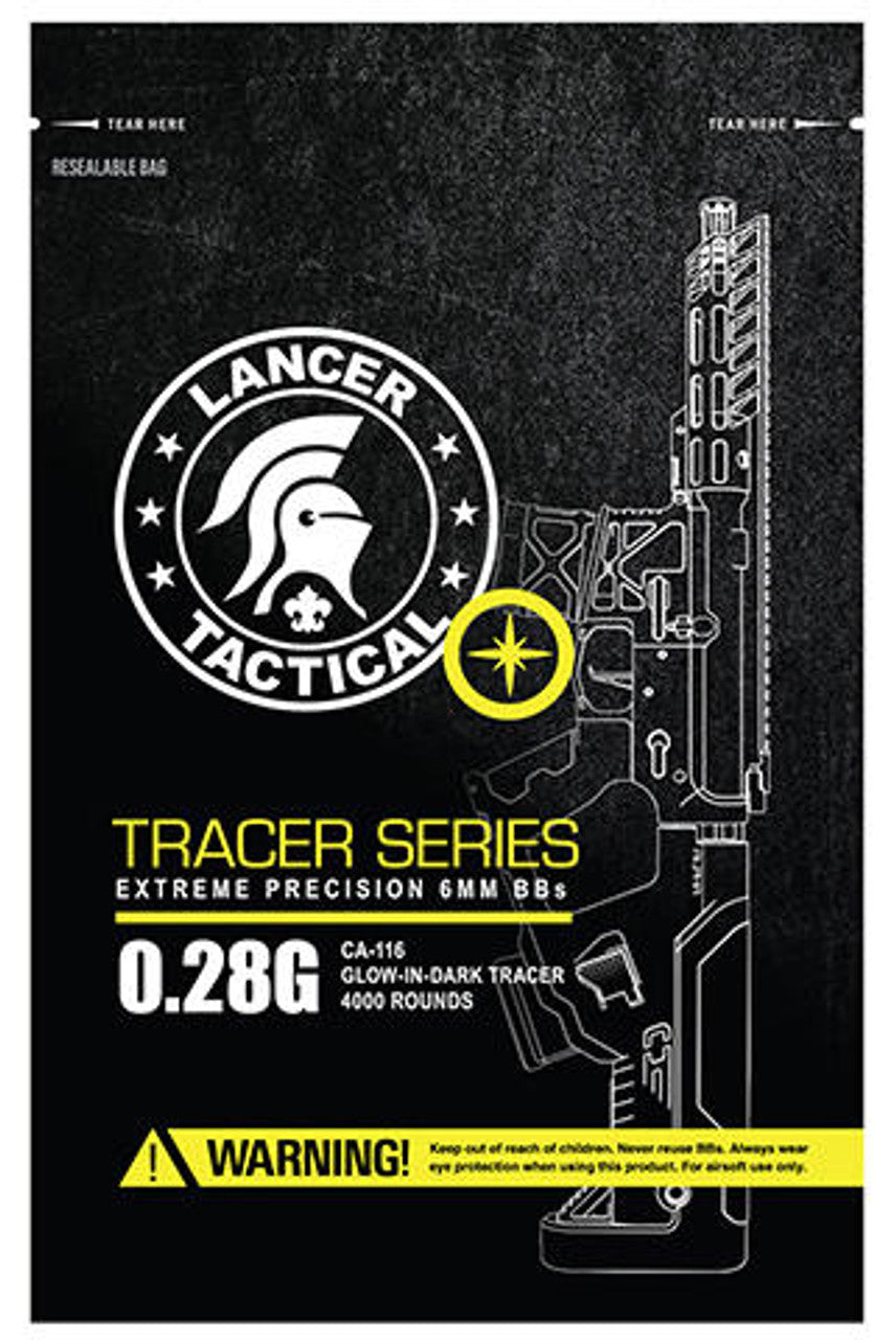 Lancer Tactical Pro Series 0.28g green tracer BBs 4000 round bag