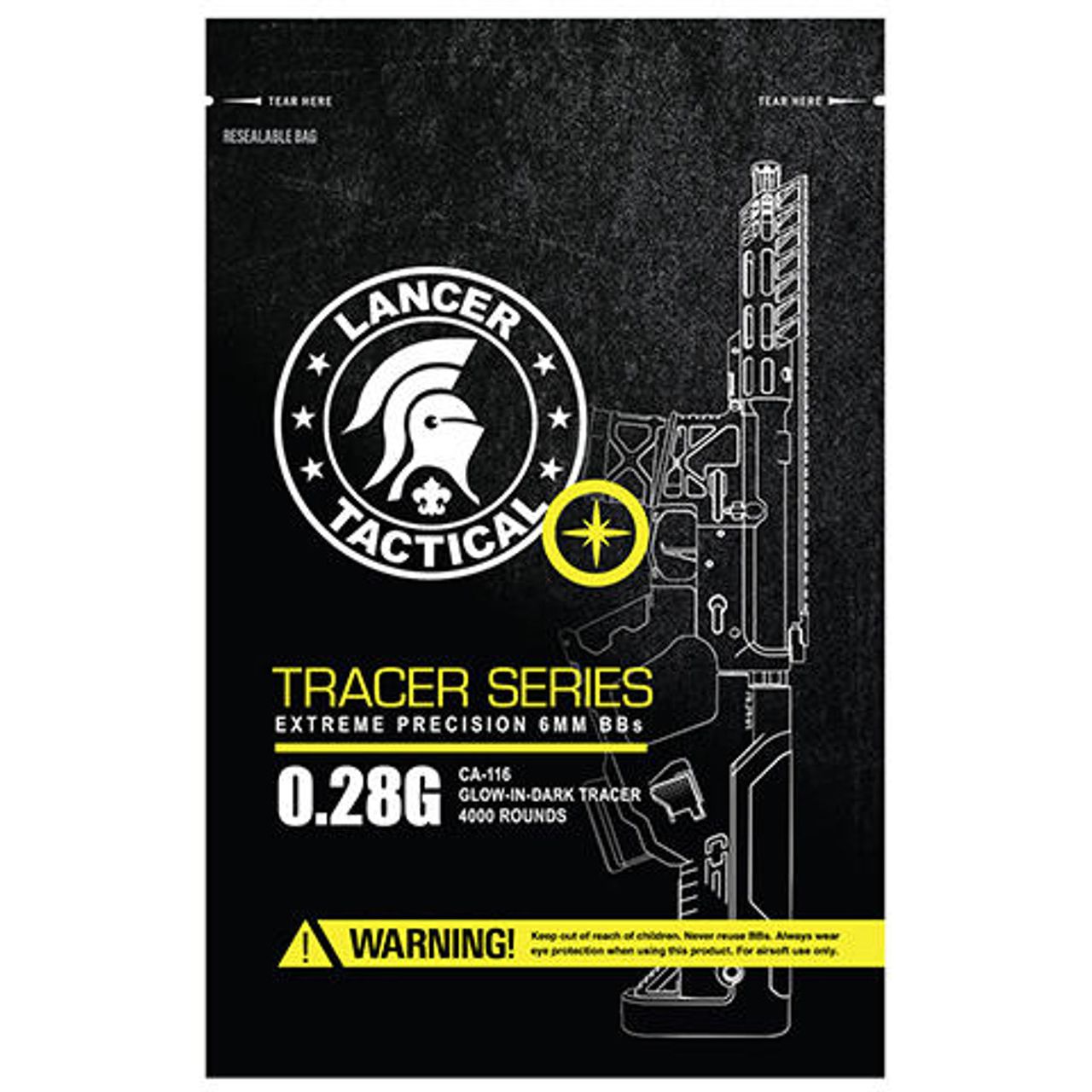 Lancer Tactical Pro Series 0.28g green tracer BBs 4000 round bag