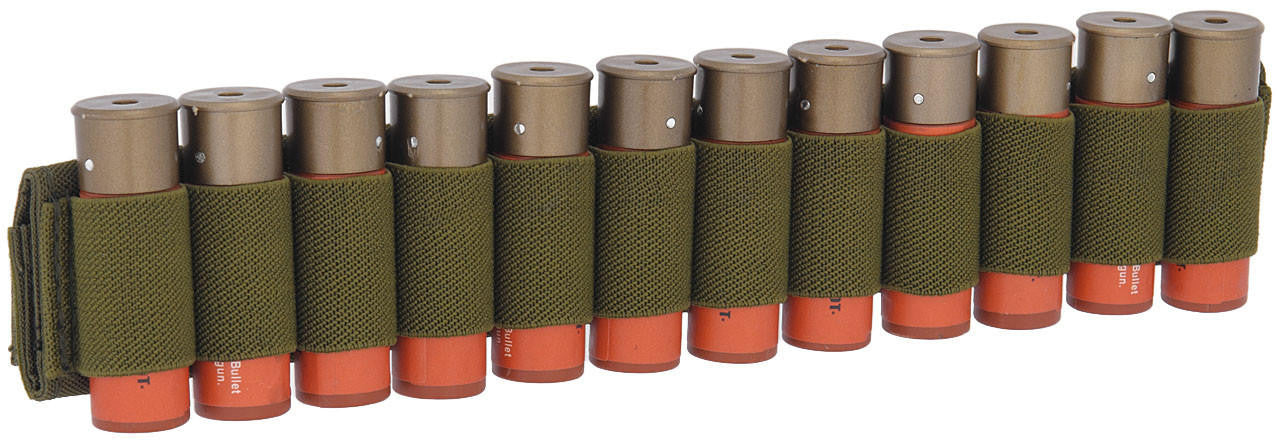 Lancer Tactical Shotgun Shell Holder - 12rd Capacity for Sling or Belt, OD Green