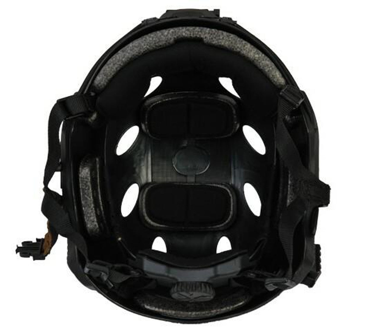 Lancer Tactical SpecOps Military Style Helmet PJ Type with Rails and Velcro in Black – Back view showing adjustable straps for a secure fit and additional ventilation
