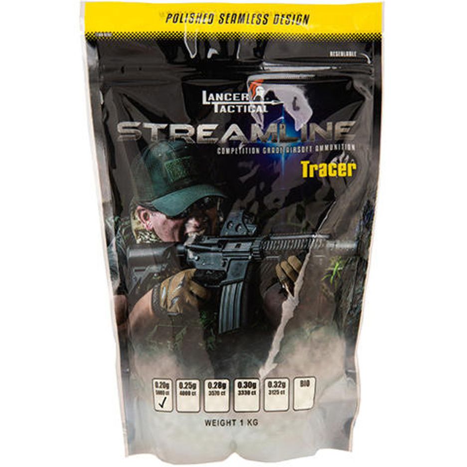Lancer Tactical 0.25g green tracer BBs 4000 count bag