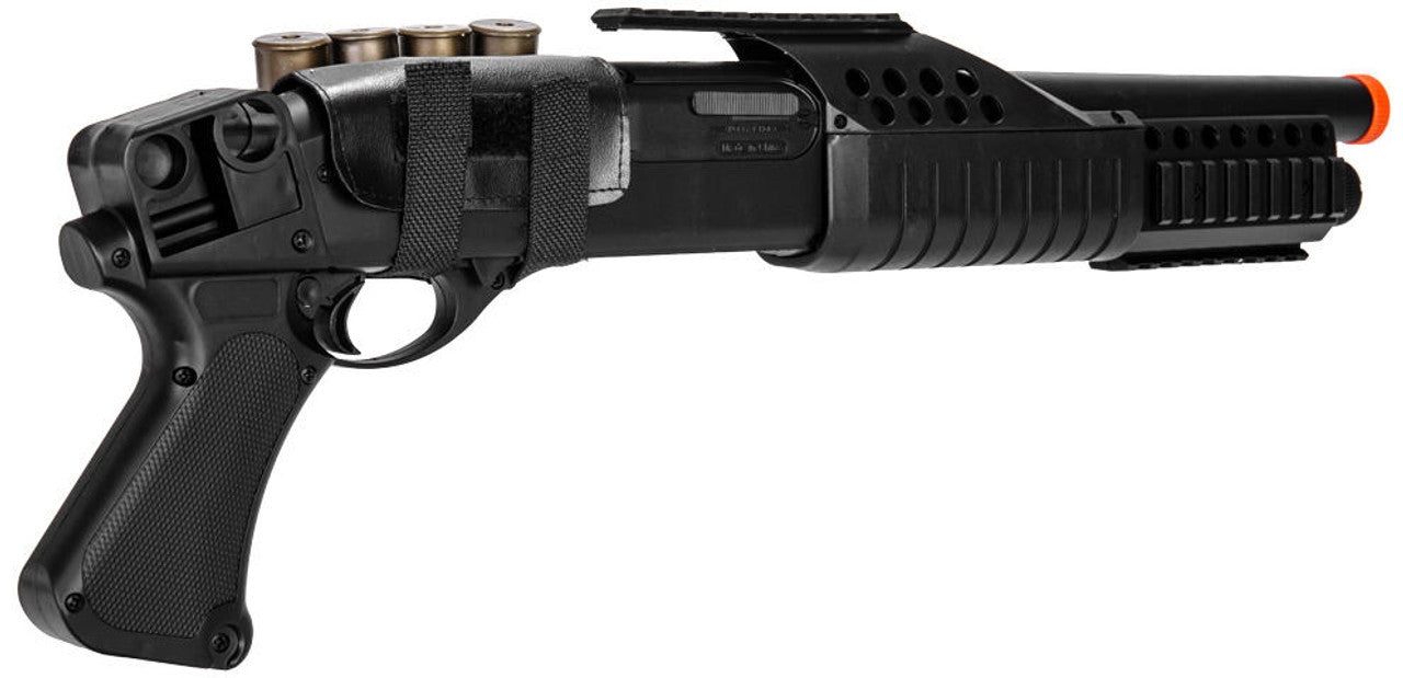 AMA Spring RIS Pistol Grip Airsoft Shotgun, Black right-side view of Shell holder strap