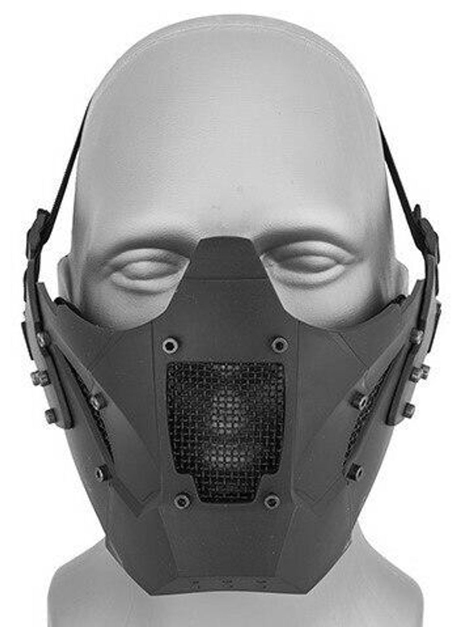 Mesh & Polymer Retro Mecha Lower Face Mask – Durable Airsoft Protection with Helmet Compatibility