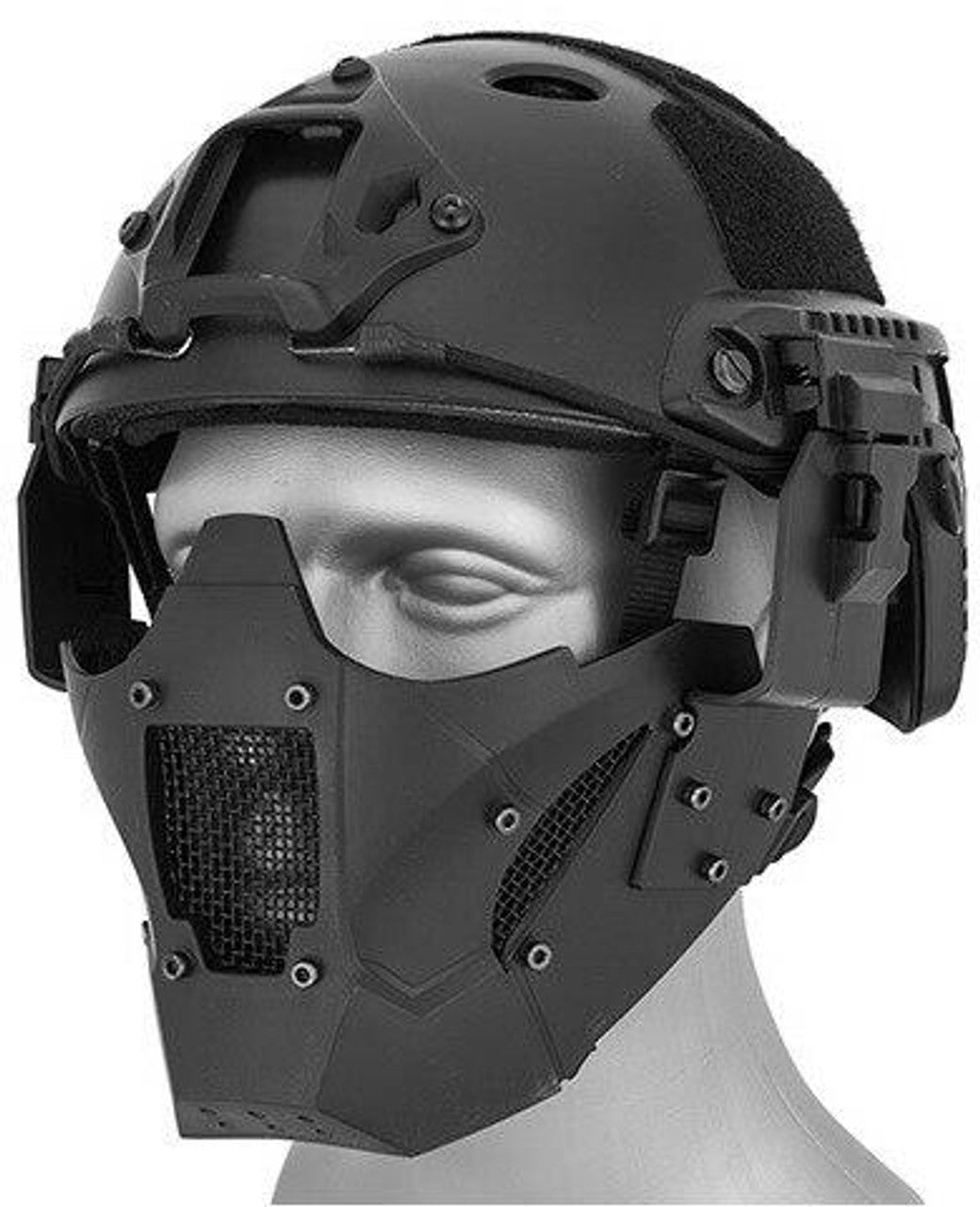 Mesh & Polymer Retro Mecha Lower Face Mask – Durable Airsoft Protection with Helmet Compatibility