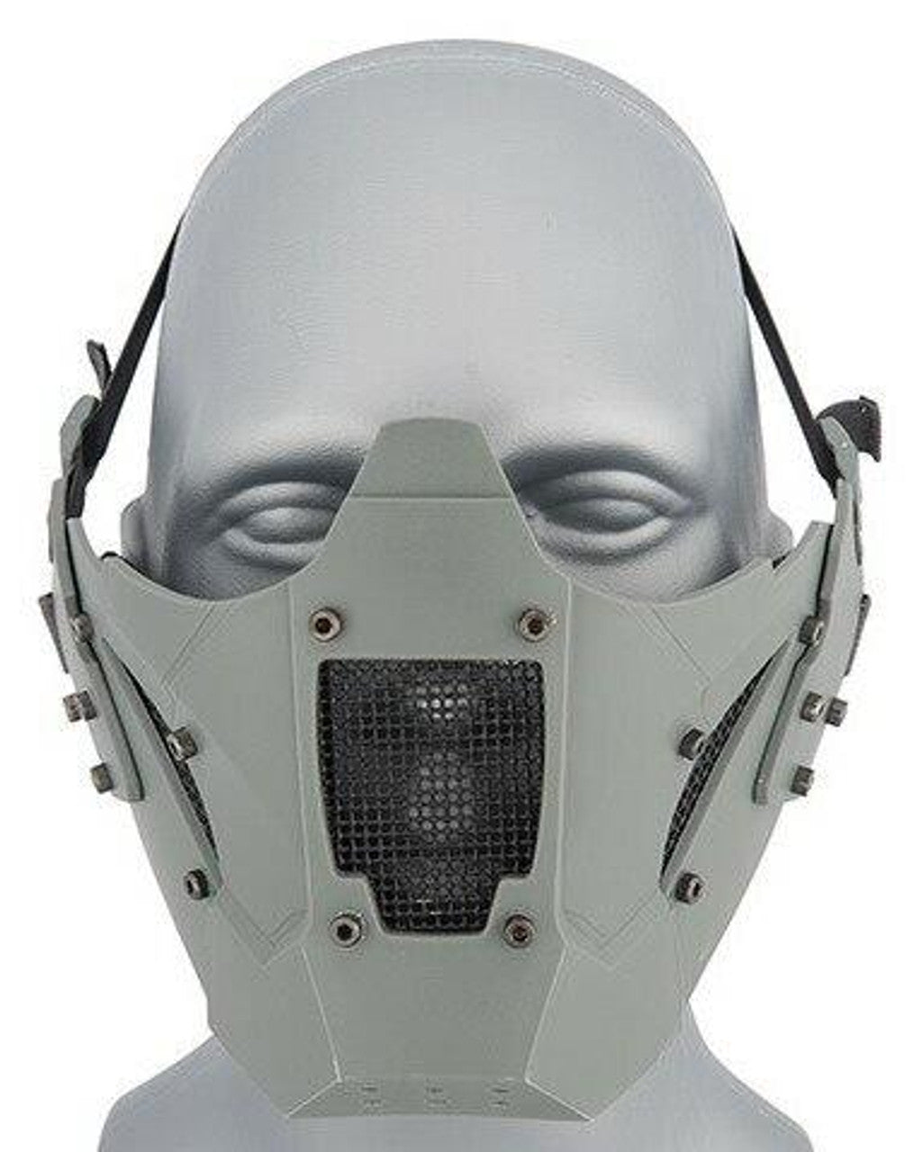 Mesh & Polymer Retro Mecha Face Protection – Gray, Lightweight Tactical Lower Face Gear with Helmet Compatibility