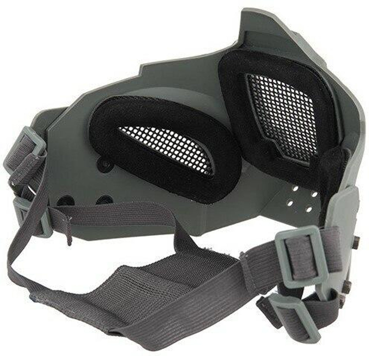 Mesh & Polymer Retro Mecha Face Protection – Gray, Lightweight Tactical Lower Face Gear with Helmet Compatibility