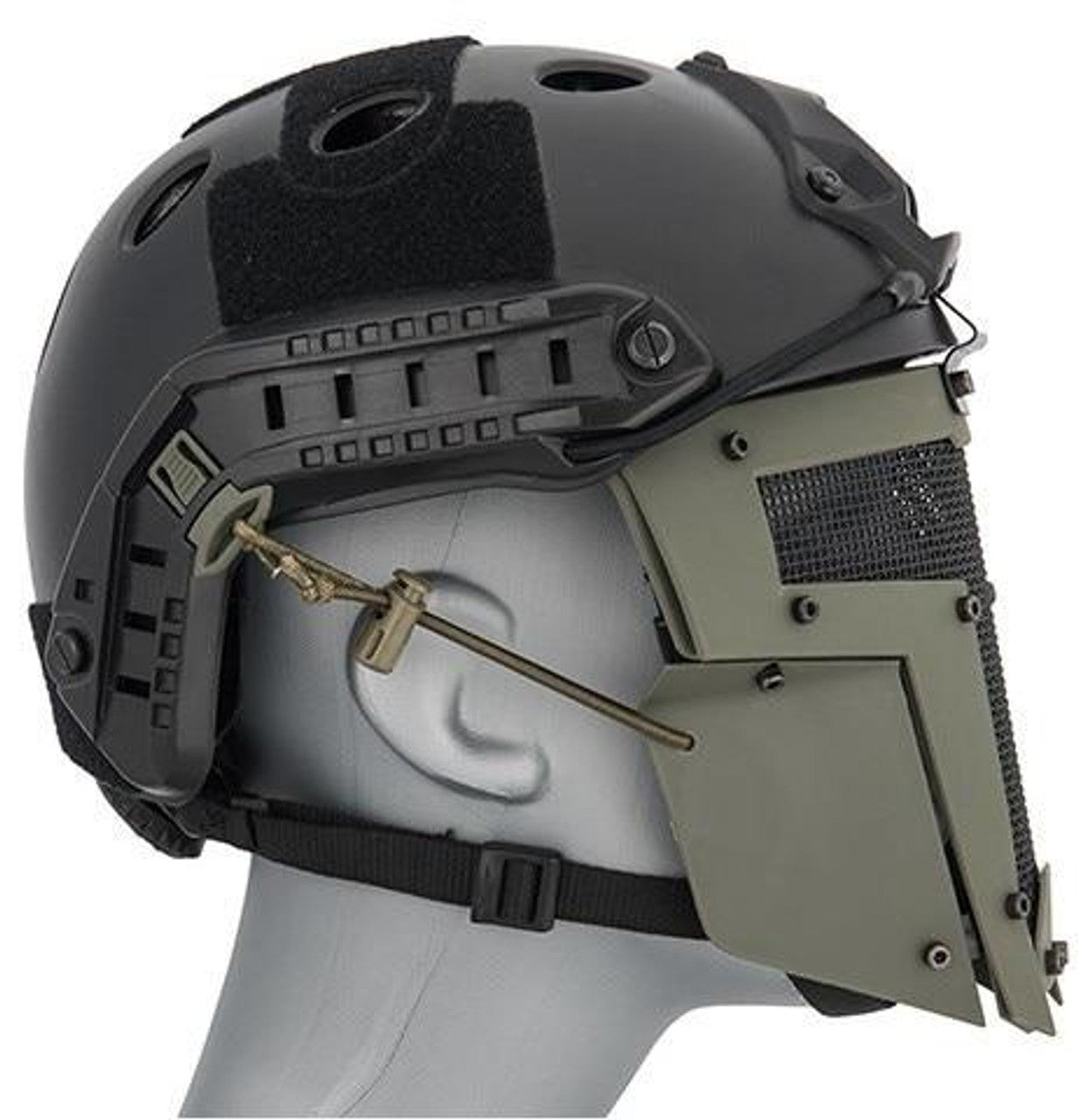 Mesh Mask Face Shield for Airsoft Helmet Systems – OD Green, Lightweight & Durable Protection