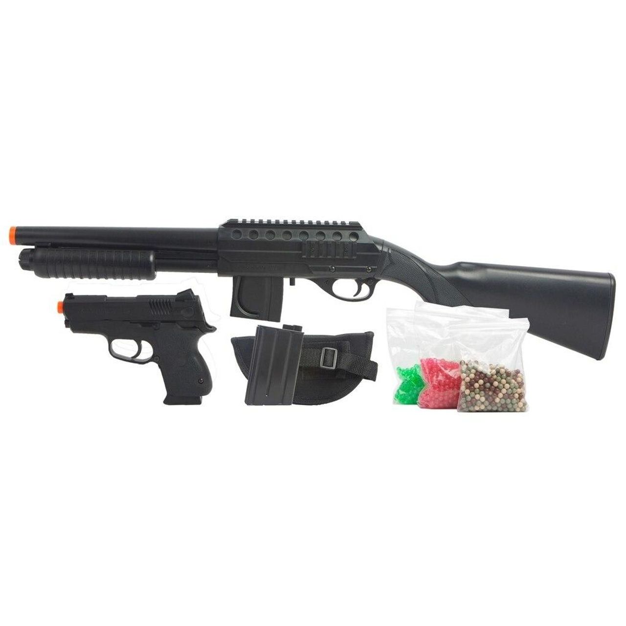 .45 Caliber Spring Pistol and Mossberg Tactical Full Stock Shotgun