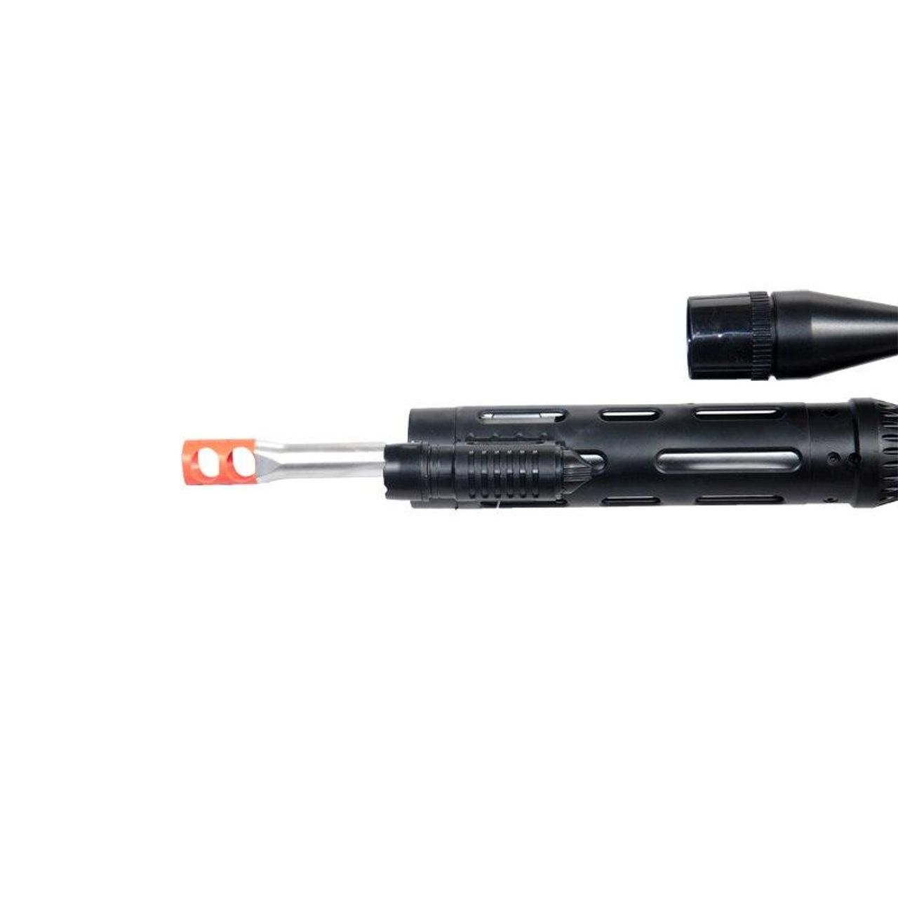 P1136 Airsoft Rifle Scope, Flashlight, and Orange Tip.