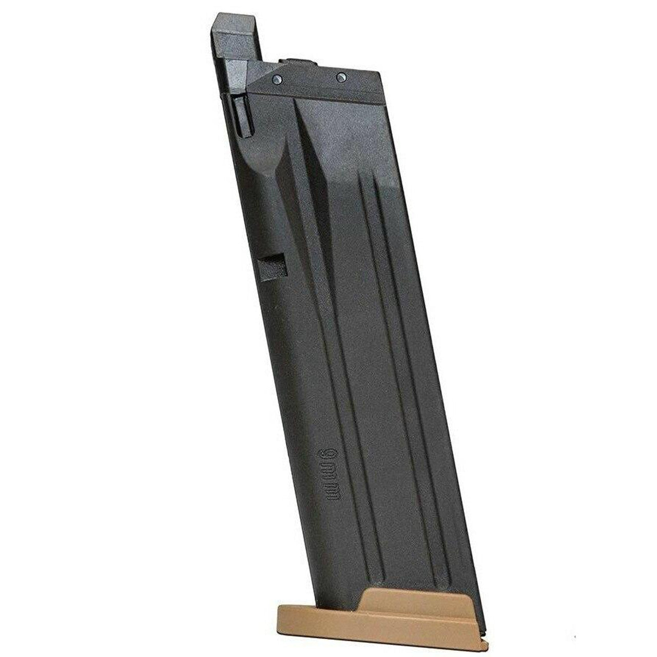 SIG SAUER M18 Proforce Series 21 Round Green Gas Magazine with a 21-round capacity and durable construction. Designed for M18 Proforce airsoft pistol, compatible with green gas, perfect for intense airsoft battles.