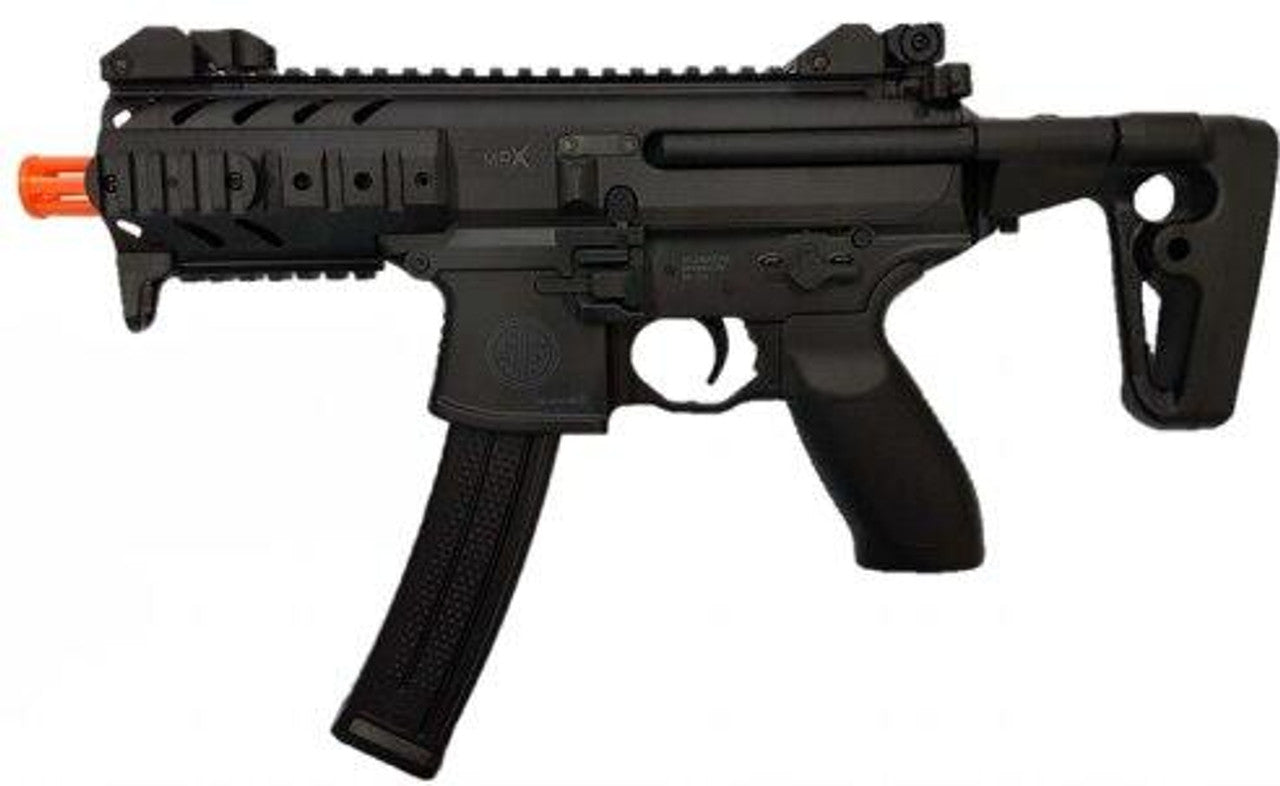 SIG SAUER SIG1 MPX Spring Airsoft Rifle with mock suppressor attached