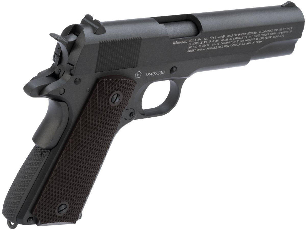 Tanfoglio Witness 1911 CO2 airgun – full metal .177 caliber blowback BB pistol right angle view of the Airgun