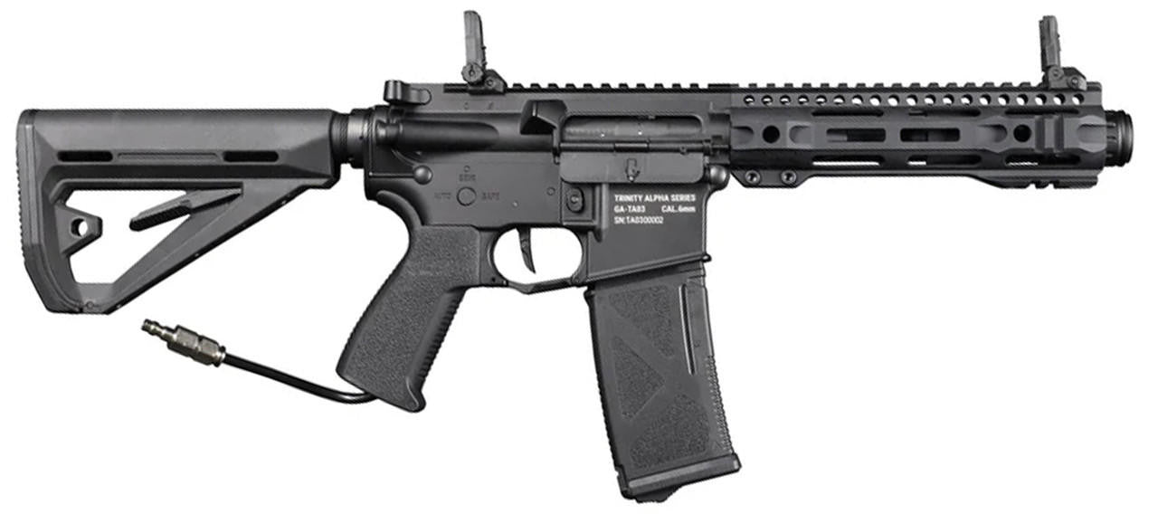 Close-up of GATE Titan II Bluetooth MOSFET and Pulsar D system on Arcturus HPA Airsoft Rifle