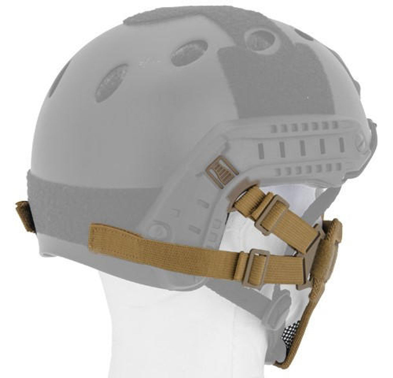 UK Arms Skull Metal Mesh Half Mask – Desert Tan, Helmet-Compatible, Durable Design for Tactical Airsoft Protection