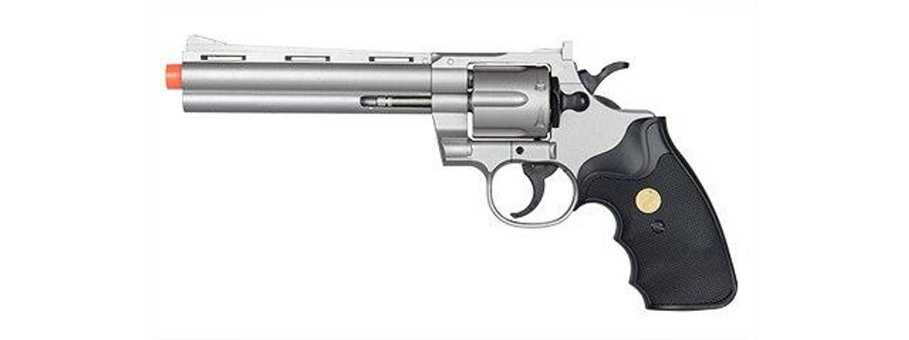 UK Arms Silver Spring-Powered Airsoft Revolver – Realistic Full-Size Side View