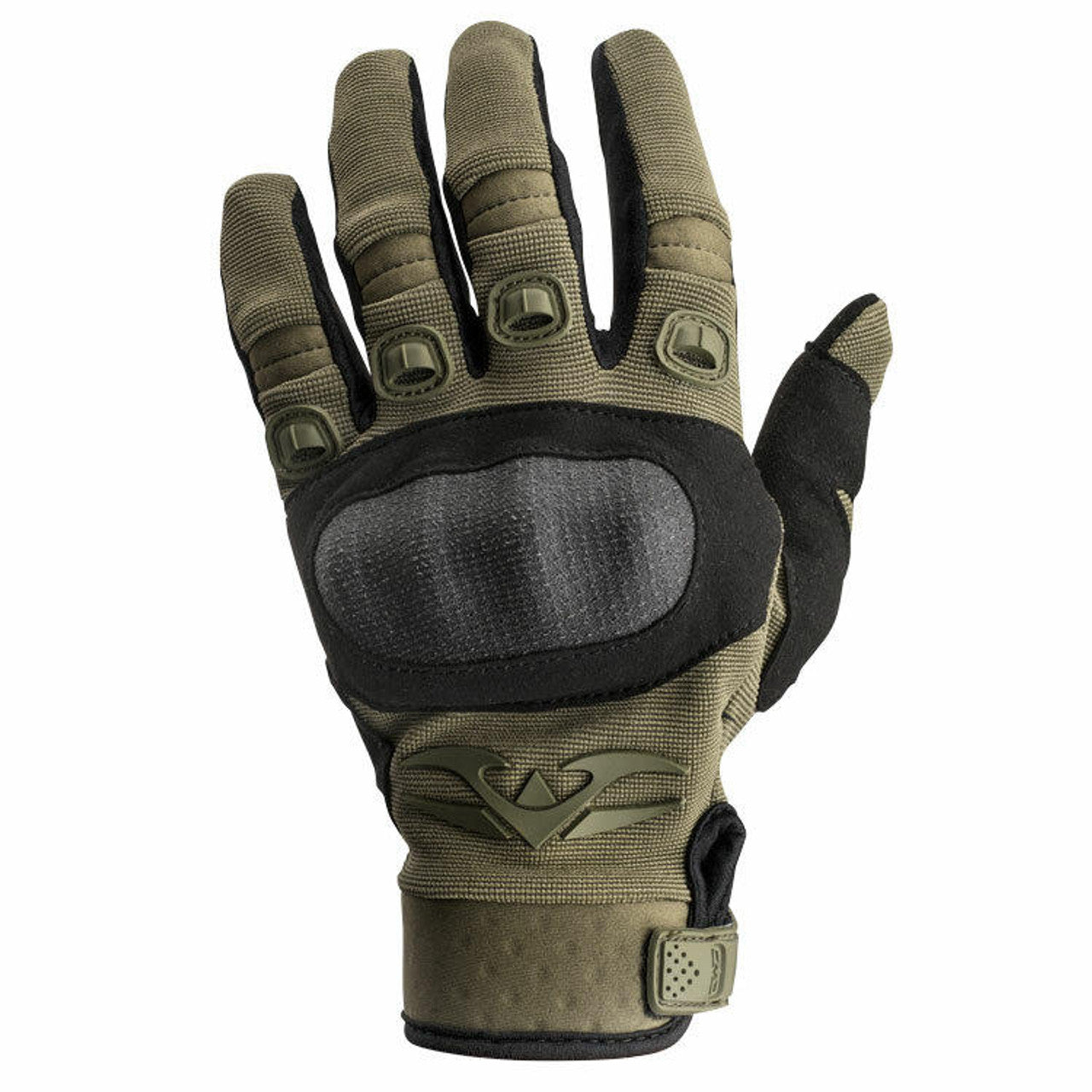 Valken Zulu Tactical Hard Knuckled Gloves OD Green – Front View, Durable & Protective for Airsoft