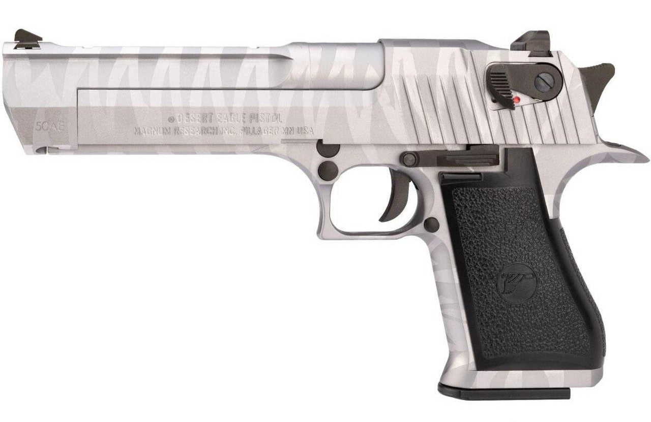 We-Tech Magnum Research Desert Eagle .50AE Gas Blowback Pistol Silver colored with Tiger stripe