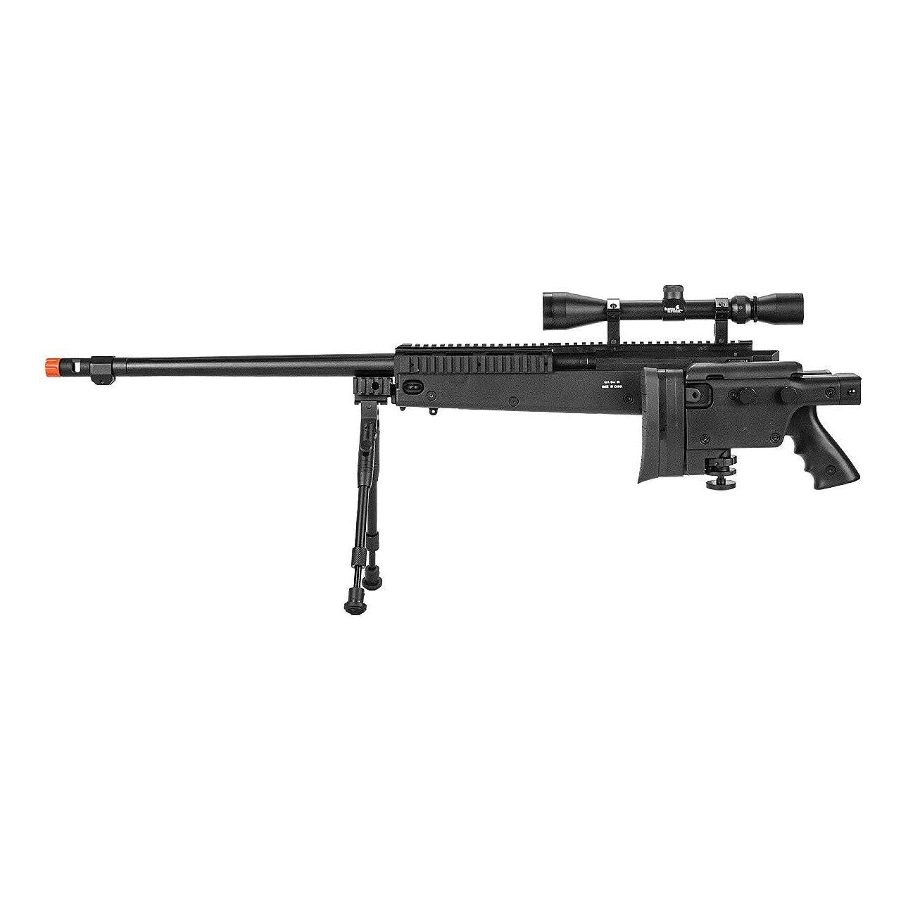 Well Bolt Action Sniper Rifle Barrel, Bipod, Scope, and Folded Stock view