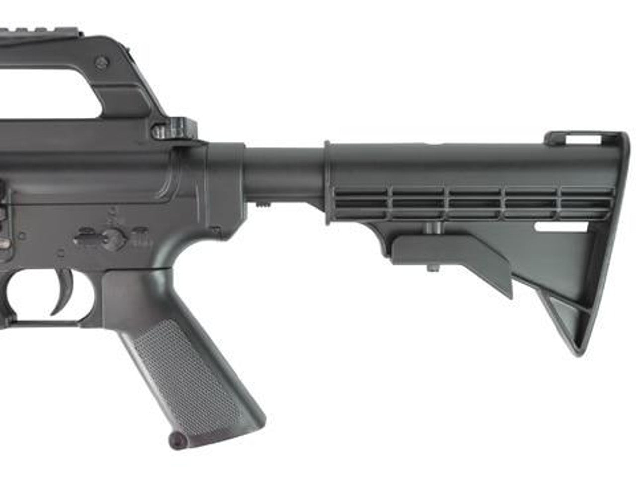 Side profile of Well MR-733 with adjustable stock and quad rail