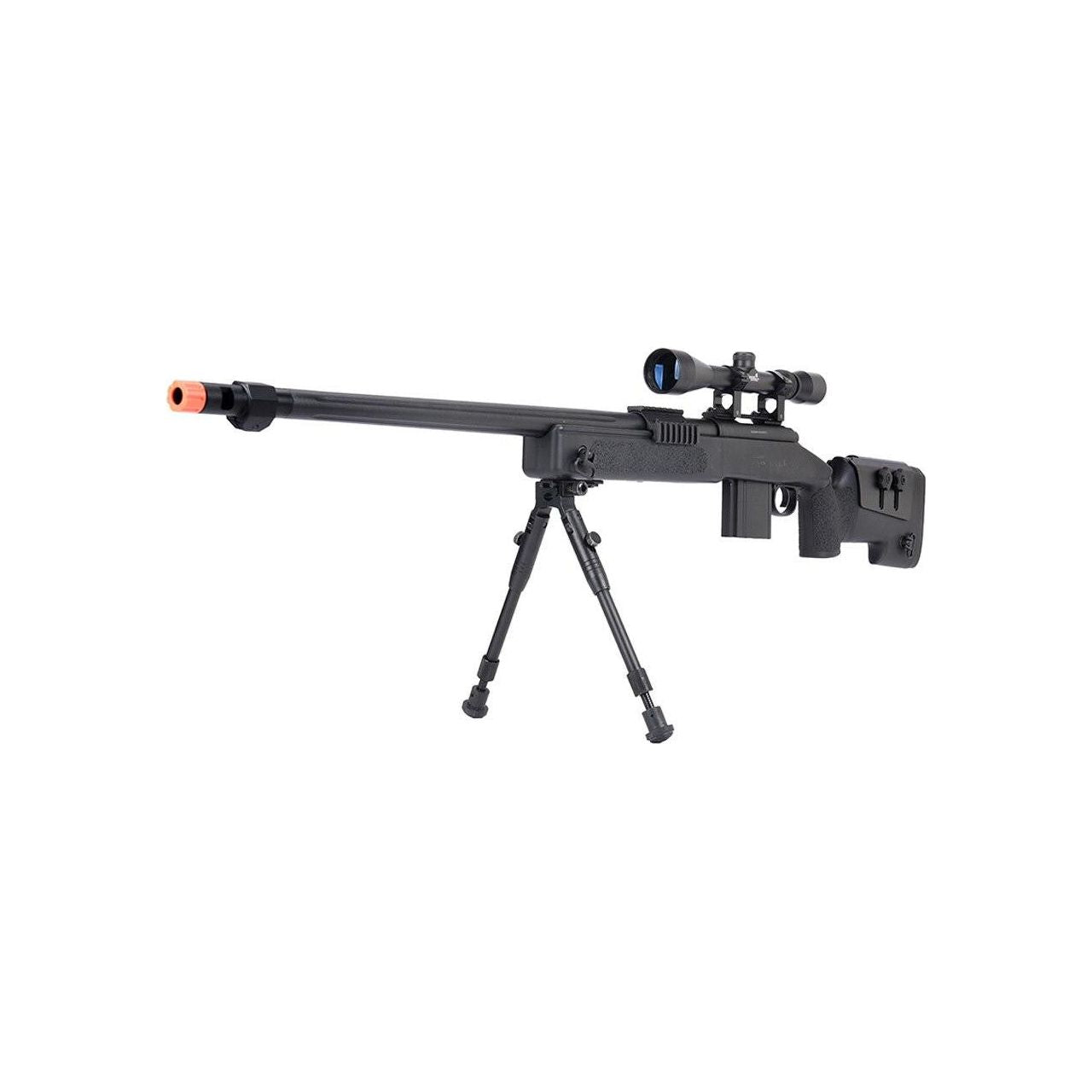 WellFire MB4416 M40A3 Bolt Action of Airsoft Sniper Rifle with Scope, Bipod, Barrel