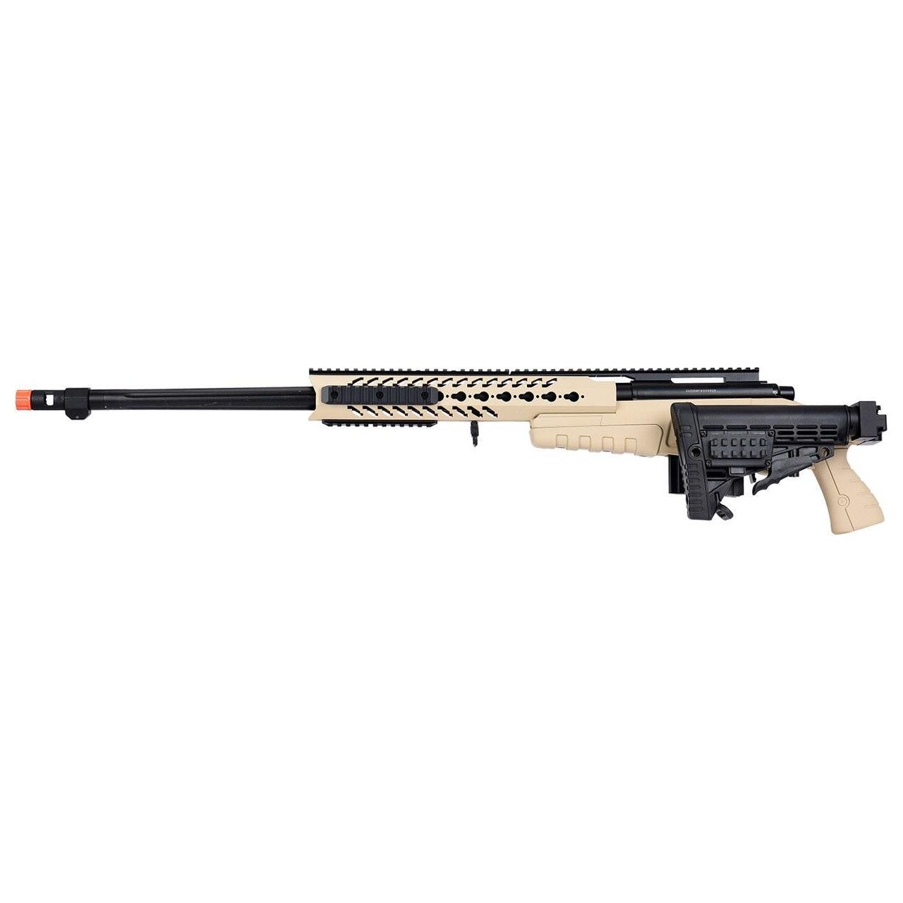 WellFire MB4418-1 Bolt Action Airsoft Sniper Rifle Tan color with folded stock