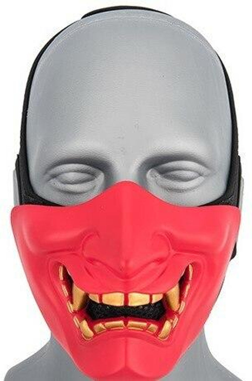 Yokai Ogre Padded Polymer Face Mask – Red, Durable Airsoft Lower Face Protection with Comfortable Padding